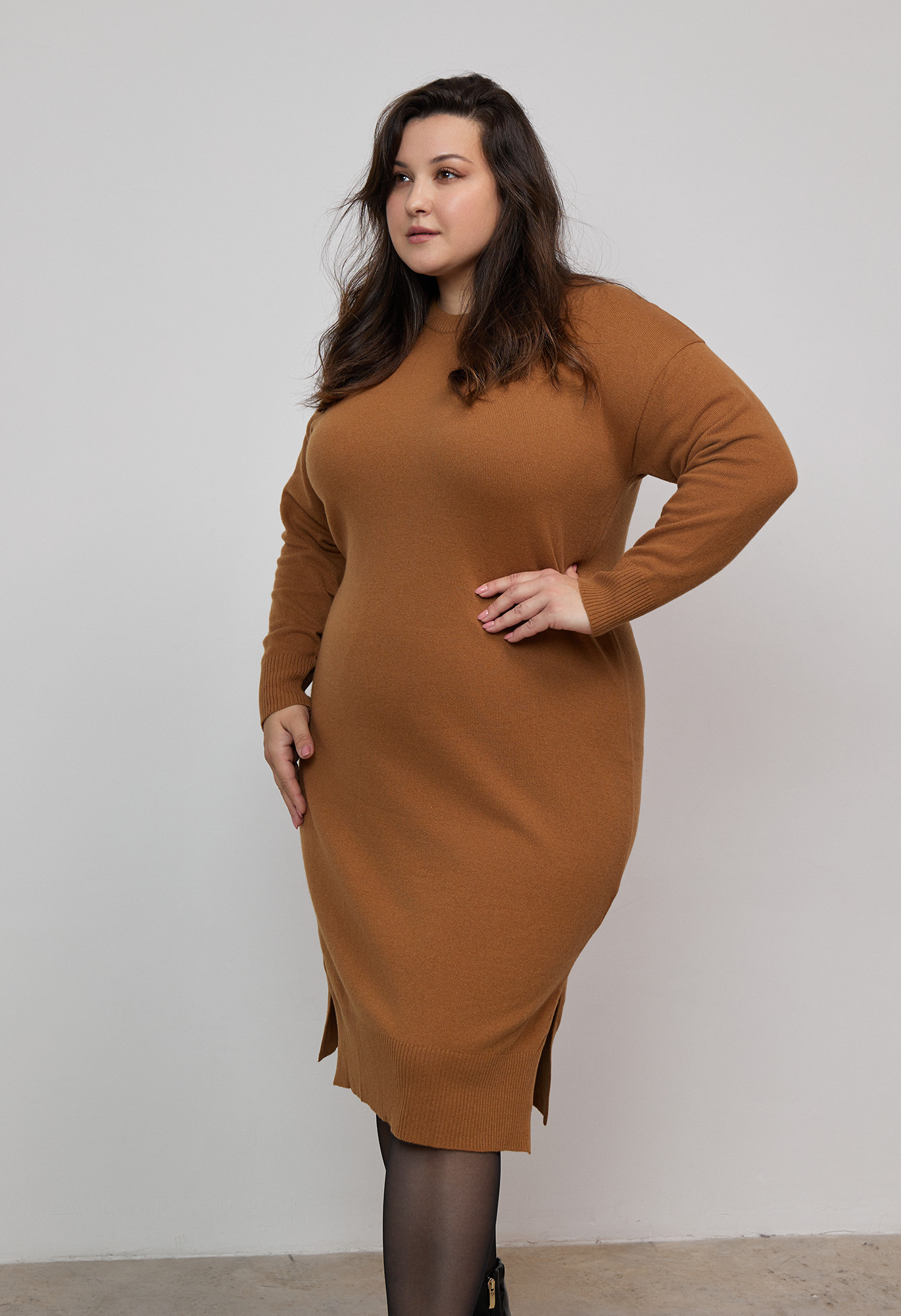 платье длинное из шерсти мериноса